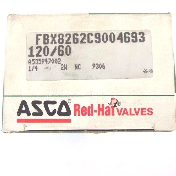 NIB ASCO FBX8262C9004693 VALVE 120V, 60HZ, 1/4'' PIPE, 9 WATTS