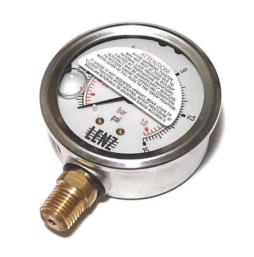NIB LENZ AFC-15-25 PRESSURE GAUGE 0-15PSI, 0-1.0BAR, AFC1525