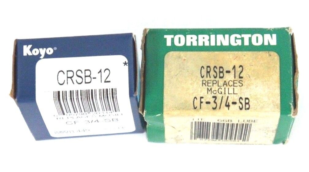 LOT OF 2 NIB KOYO & TORRINGTON CRSB-12 CAM FOLLOWER BEARINGS CRSB12