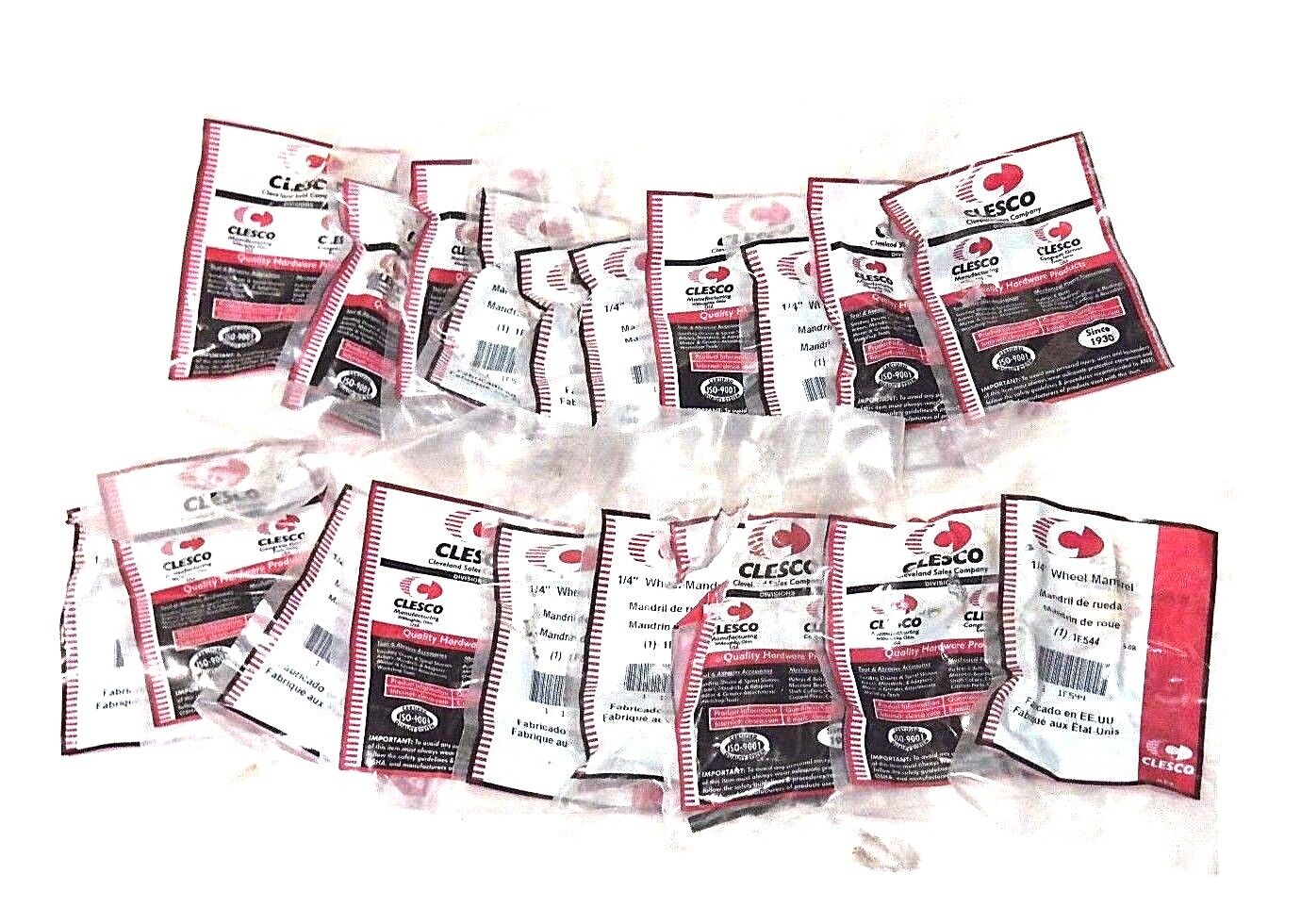 LOT OF 19 NEW CLESCO 1F544 1/4" CUT OFF WHEEL MANDRELS