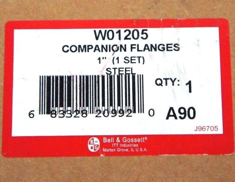 NIB BELL & GOSSETT W01205 COMPANION FLANGES 1" W/ P64940 FASTENER PACKAGE