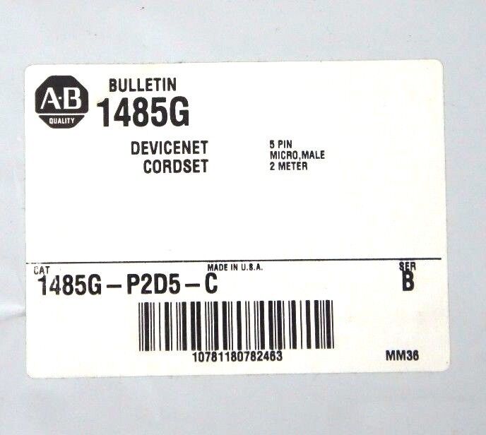 NIB ALLEN BRADLEY 1485G-P2D5-C SER. B DEVICENET CORDSET, 1485GP2D5C