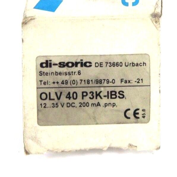 NIB DI SORIC OLV 40 P3K-IBS FIBER OPTIC AMPLIFIER 12...35VDC, 200mA, OLV40P3KIBS
