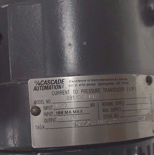 CASCADE AUTOMATION 3311DS1J1B2 PRESSURE TRANSMITTER W/ GAUGE