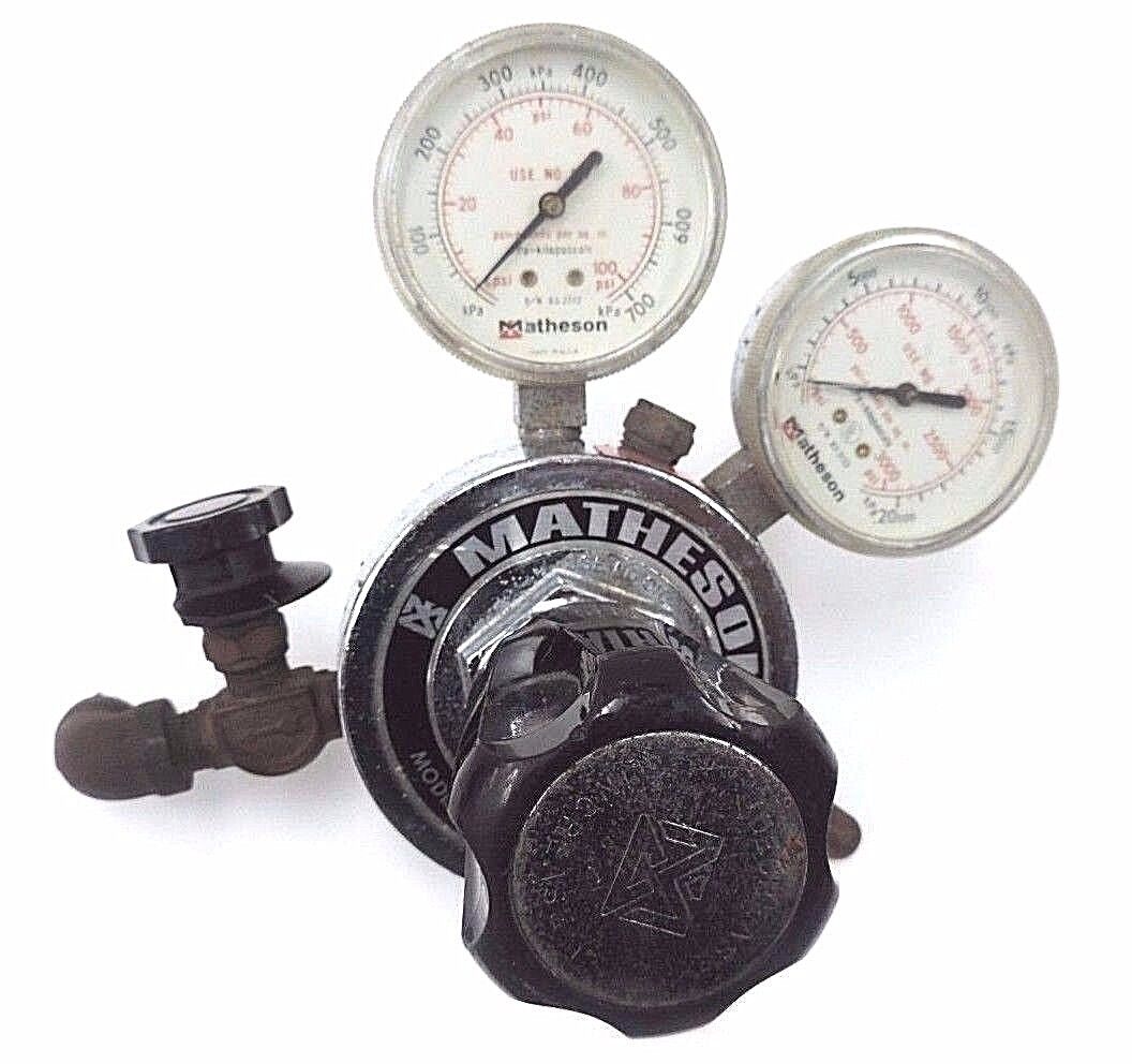 MATHESON GAS REGULATOR MODEL NO. 8-350 W/ 63-3112 & 63-3133 GAUGES, 8350