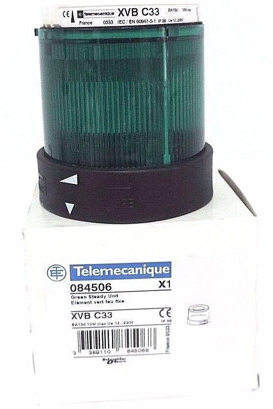 NIB TELEMECANIQUE XVB C33 GREEN STEADY UNIT 084506, XVB-C33 XVBC33