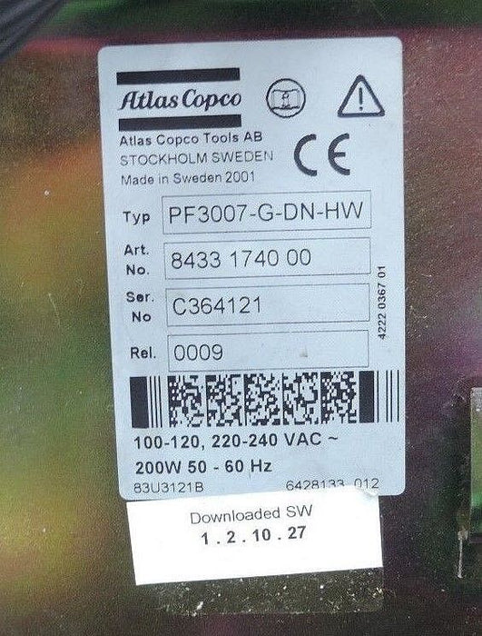 ATLAS COPCO TENSOR S4/S7 PF3007-G-DN-HW DRIVE 8433-1740-00, 200W, 50/60HZ