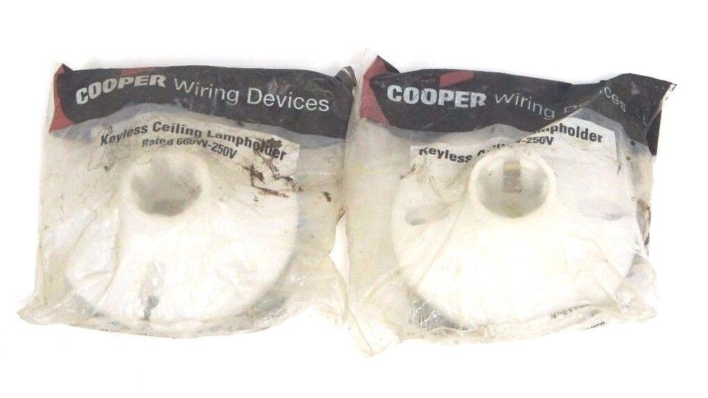 LOT OF 2 NIB COOPER S1174W KEYLESS CEILING LAMPHOLDERS 660W-250V