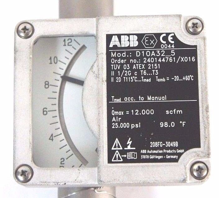 NEW ABB D10A32-5 FLOWMETER 1/2" NPT ORDER NO. 240144761/X016 D10A325