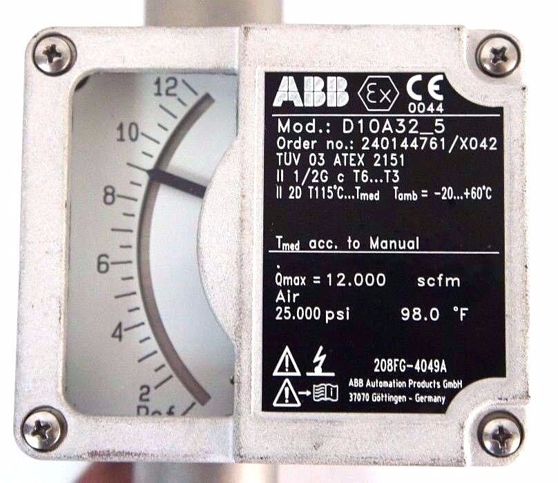 NEW ABB D10A32-5 FLOWMETER 1/2" NPT ORDER NO. 240144761/X042 D10A325