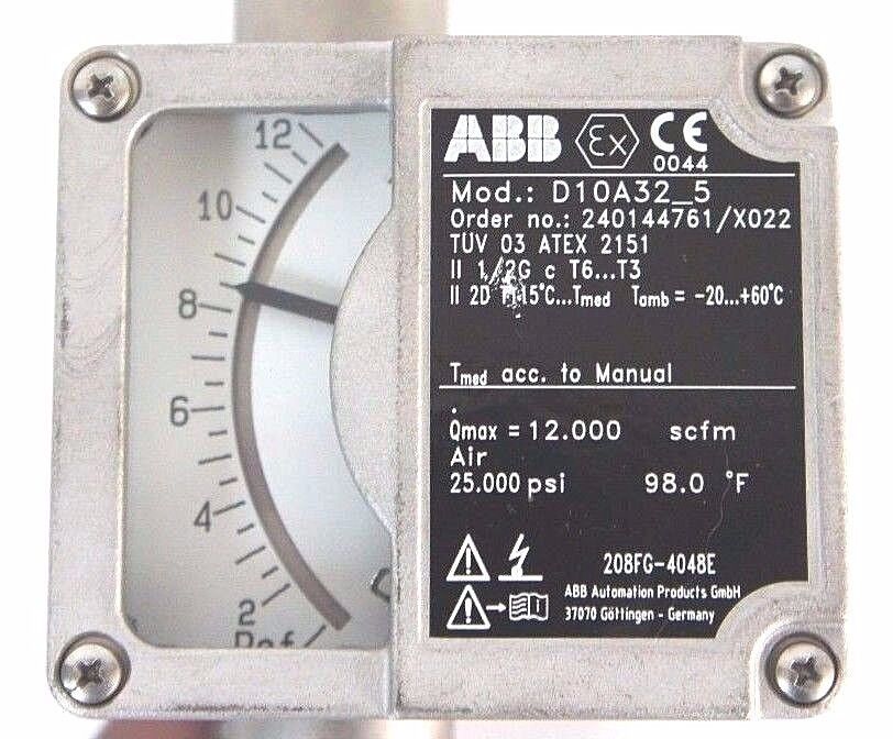 NEW ABB D10A32-5 FLOWMETER 1/2" NPT ORDER NO. 240144761/X022 D10A325