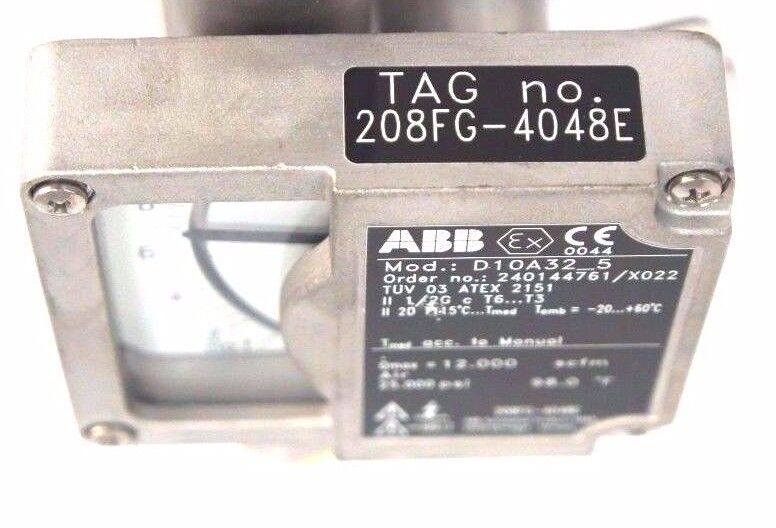 NEW ABB D10A32-5 FLOWMETER 1/2" NPT ORDER NO. 240144761/X022 D10A325