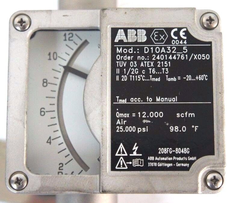 NEW ABB D10A32-5 FLOWMETER 1/2" NPT ORDER NO. 240144761/X050 D10A325