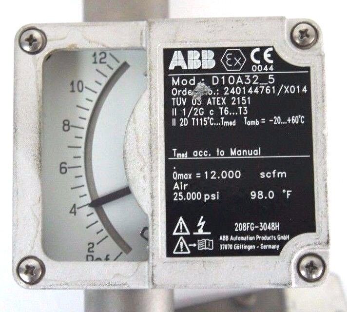 NEW ABB D10A32-5 FLOWMETER 1/2" NPT ORDER NO. 240144761/X014 D10A325