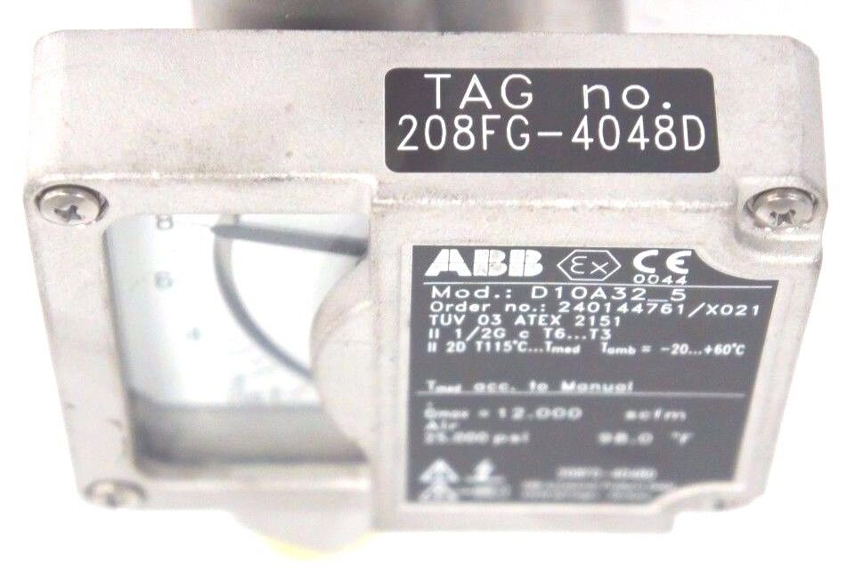 NEW ABB D10A32-5 FLOWMETER 1/2" NPT ORDER NO. 240144761/X021 D10A325