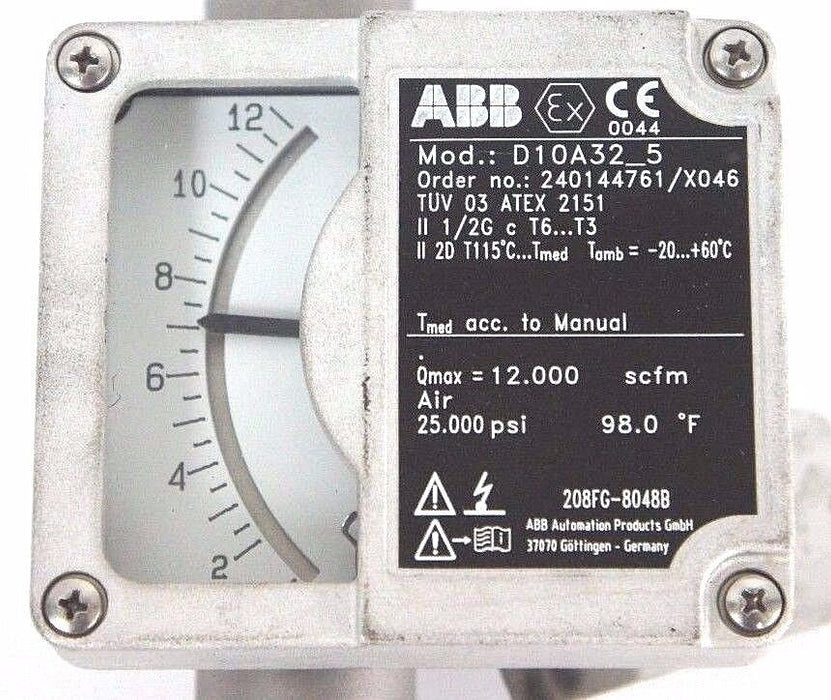 NEW ABB D10A32-5 FLOWMETER 1/2" NPT ORDER NO. 240144761/X046 D10A325