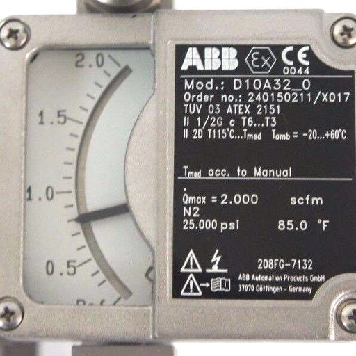 NEW ABB D10A32-0 FLOWMETER 1/4" NPT ORDER NO. 240150211/X017 D10A320