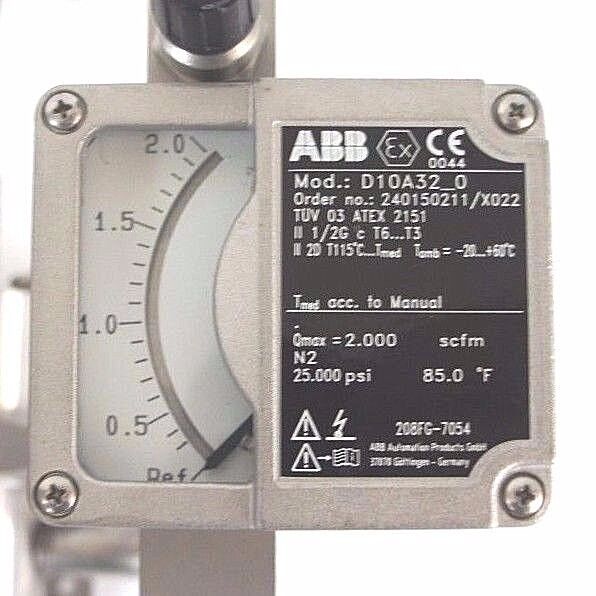 NEW ABB D10A32-0 FLOWMETER 1/4" NPT ORDER NO. 240150211/X022 D10A320