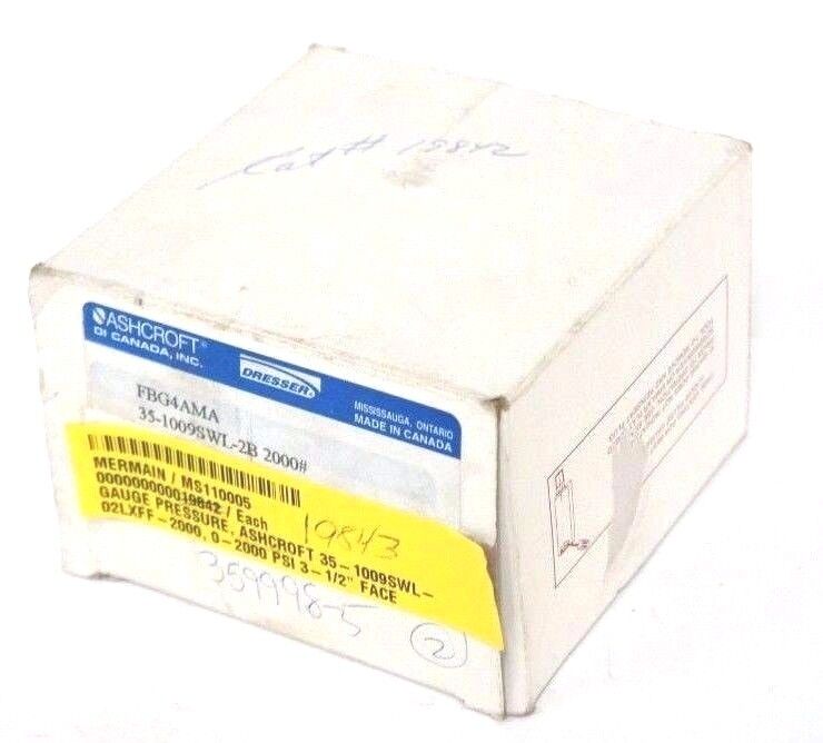 NIB ASHCROFT 35-1009SWL-2B 2000# PRESSURE GAUGE 0-2000PSI 35-1009SWL-02LXFF-2000