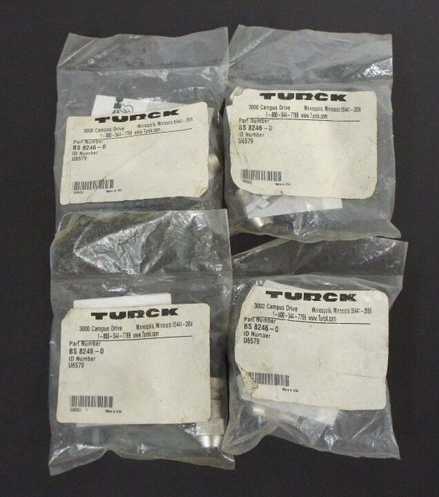 LOT OF 4 NEW TURCK BS 8246-0 MINIFAST CORDSET ADAPTERS ID NO. U6579 BS82460