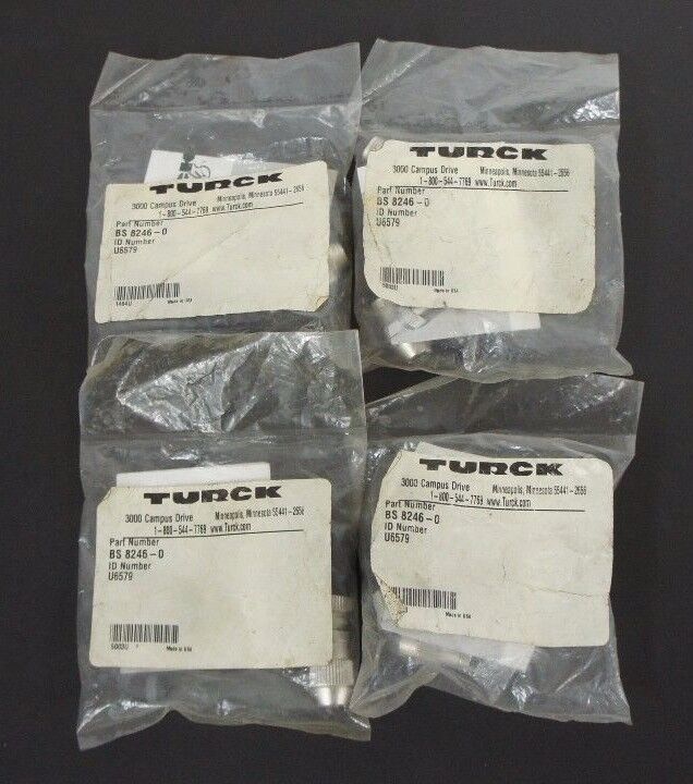 LOT OF 4 NEW TURCK BS 8246-0 MINIFAST CORDSET ADAPTERS ID NO. U6579 BS82460