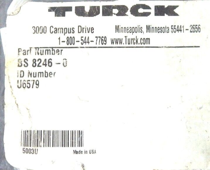 LOT OF 4 NEW TURCK BS 8246-0 MINIFAST CORDSET ADAPTERS ID NO. U6579 BS82460