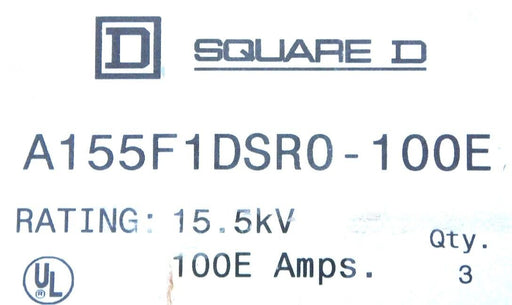 CASE OF 3 NEW SQUARE D A155F1DSRO-100E CURRENT LIMITING POWER FUSE 100E AMPS