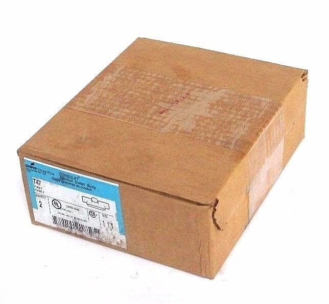 BOX OF 2 NEW COOPER CROUSE-HINDS T47 CONDUIT OUTLET BODIES FORM 7, 1-1/4"