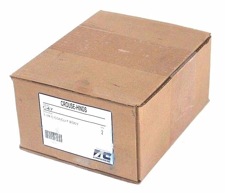 BOX OF 3 NEW COOPER CROUSE-HINDS C47 CONDUIT BODIES FORM C, 1-1/4"