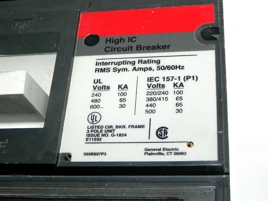 GENERAL ELECTRIC TJL4V2605 CIRCUIT BREAKER 500A, 600VAC, 3POLE