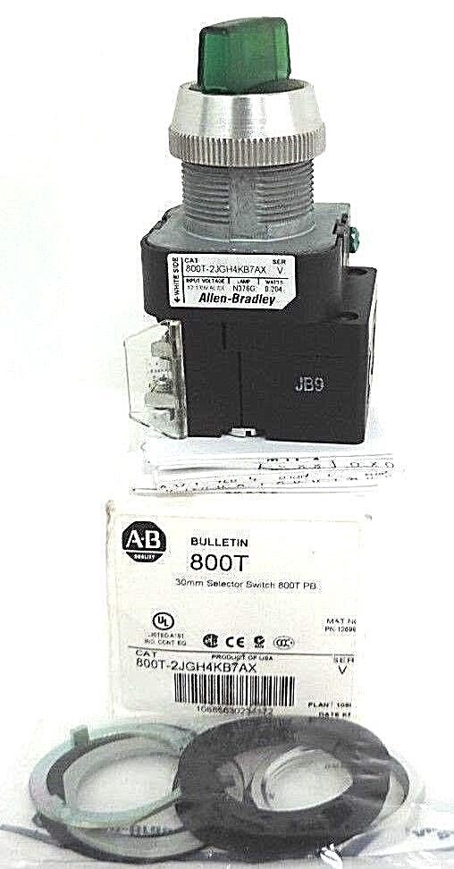 NIB ALLEN BRADLEY 800T-2JGH4KB7AX SELECTOR SWITCH 800T PB 800T2JGH4KB7AX, SER. V