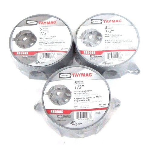 LOT OF 3 NEW HUBBELL TAYMAC RB550S METAL OUTLET BOXES 5 HOLES 1/2" NPT