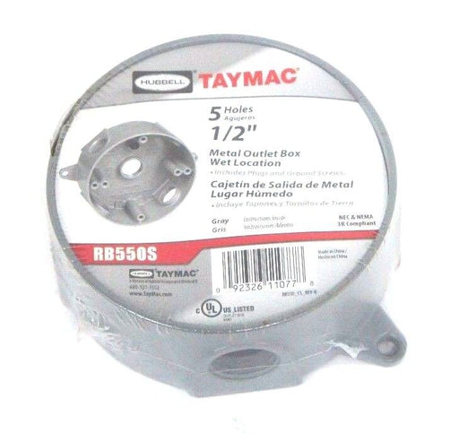 LOT OF 3 NEW HUBBELL TAYMAC RB550S METAL OUTLET BOXES 5 HOLES 1/2" NPT