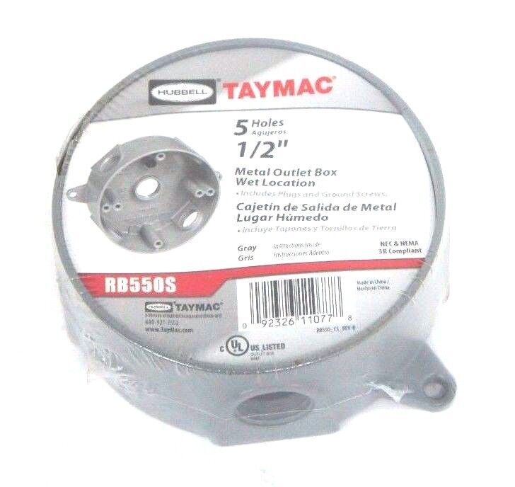 LOT OF 3 NEW HUBBELL TAYMAC RB550S METAL OUTLET BOXES 5 HOLES 1/2" NPT