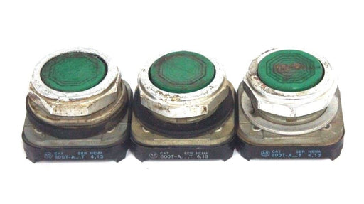 LOT OF 3 ALLEN BRADLEY 800T-A PUSH BUTTON FLUSH HEADS SER T, GREEN