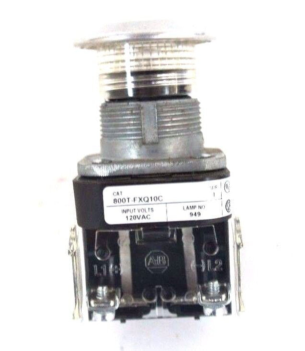 NIB ALLEN BRADLEY 800T-FXQ10C SER. T ILLUMINATED PUSH BUTTON CLEAR CAP 120V