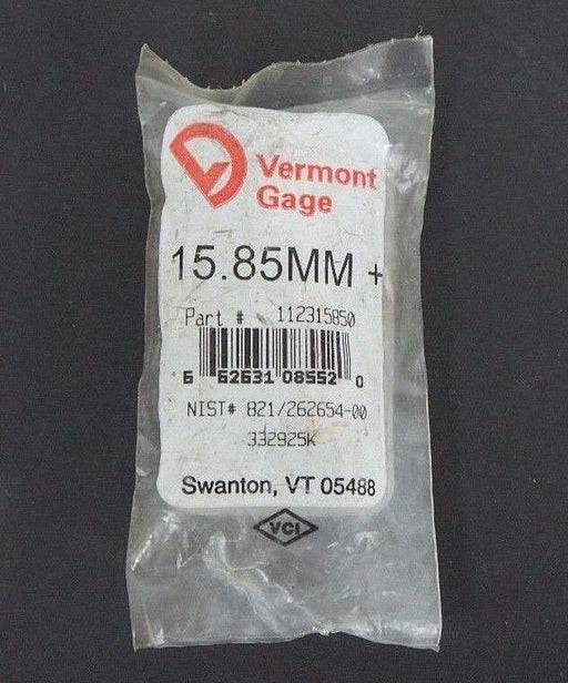 NIB VERMONT GAGE 112315850 PLUG AND PIN GAGE 15.85MM