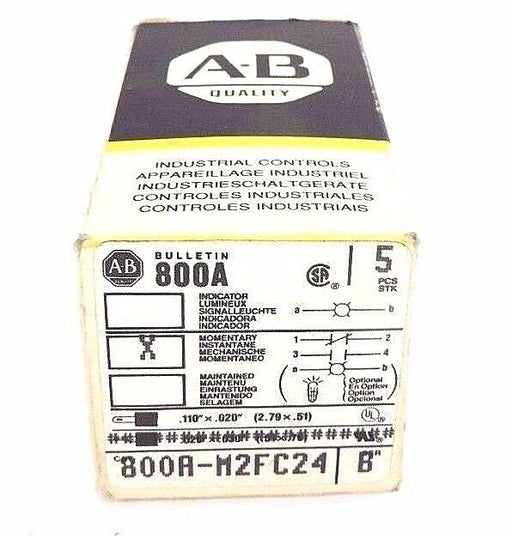 NIB ALLEN BRADLEY 800A-M2FC24 INDICATOR 800AM2FC24, SER. B, .110'X.020'' 5-PCS
