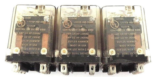 LOT OF 3 CUTLER HAMMER D5PR2A1 SER. A1 RELAYS, COIL 110VDC