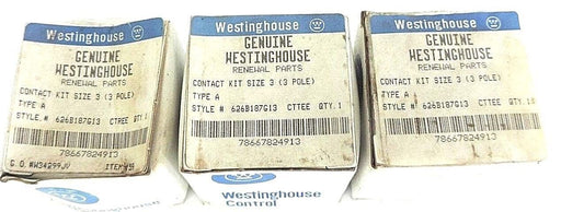 3 NIB WESTINGHOUSE 626B187G13 MAIN CONTACTS (3 POLE) SIZE 3 TYPE A CONTACT KITS