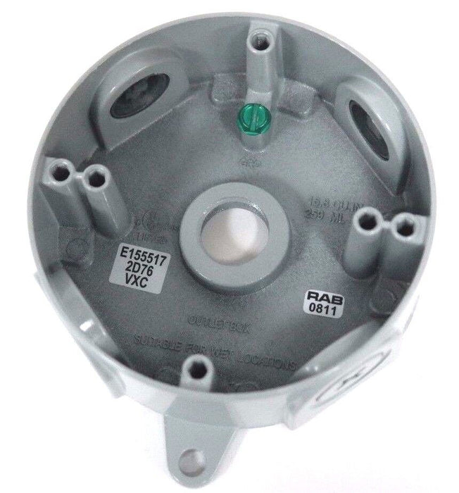 NIB RAB LIGHTING VXBR200S/F22 VAPORPROOF LIGHT FIXTURE 22W 120V WL BR 4" BX 1/2"