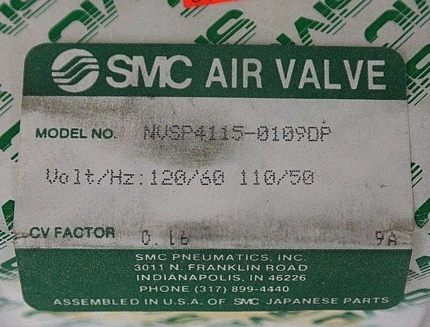 NIB SMC NVSP4115-0109DP AIR VALVE 110/120V, 50/60HZ NVSP41150109DP
