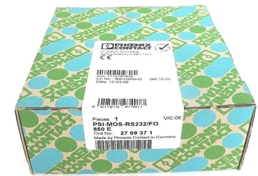 F/S PHOENIX CONTACT PSI-MOS-RS232/FO 850E FIBER OPTIC CONVERTER/TRANSMITTER