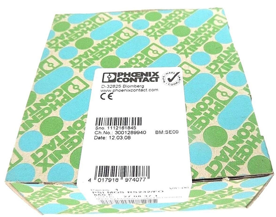 F/S PHOENIX CONTACT PSI-MOS-RS232/FO 850E FIBER OPTIC CONVERTER/TRANSMITTER