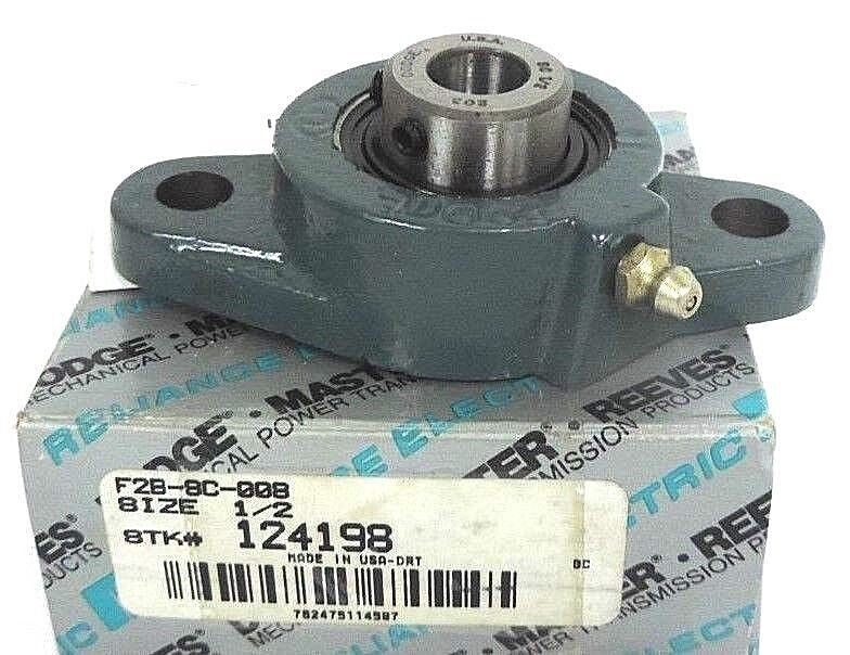 NIB DODGE RELIANCE ELECTRIC F2B-8C-008 FLANGE BLOCK BEARING 1/2", 124198