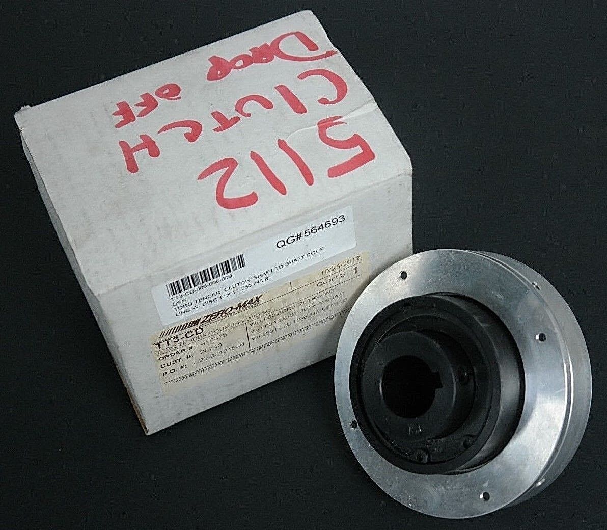 NIB ZERO-MAX TT3-CD TORQ-TENDER COUPLING W/ DISC TT3CD