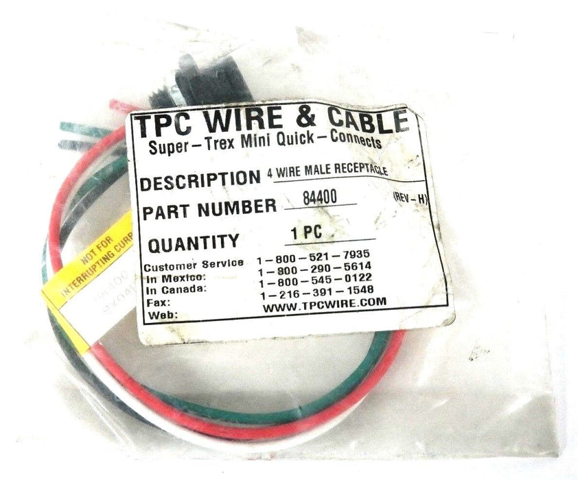 LOT OF 2 NEW TPC WIRE & CABLE 84400 4-WIRE MALE RECEPTACLE CONNECTORS