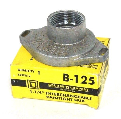 NIB SQUARE D B-125 SERIES 2 INTERCHANGEABLE RAINTIGHT HUB 1-1/4", B125