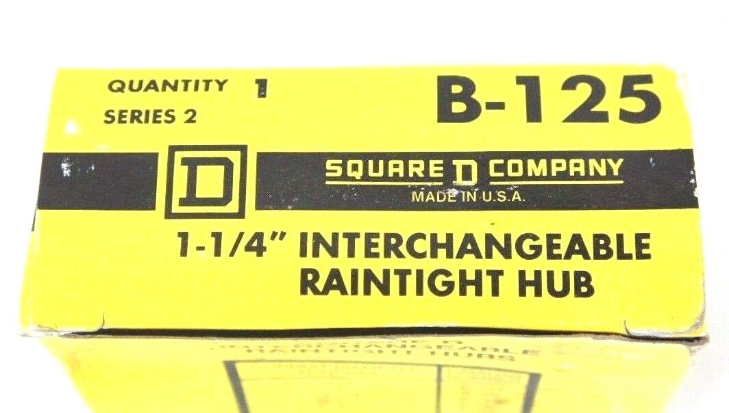 NIB SQUARE D B-125 SERIES 2 INTERCHANGEABLE RAINTIGHT HUB 1-1/4", B125
