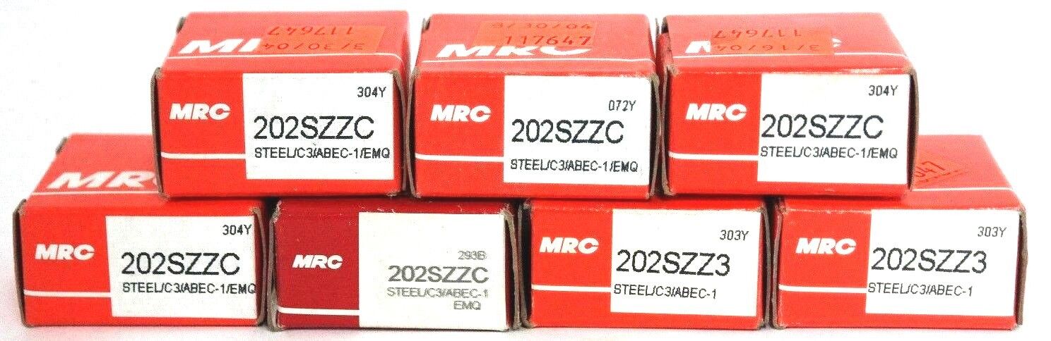LOT OF 7 NIB MRC 202SZZ3 BALL BEARINGS